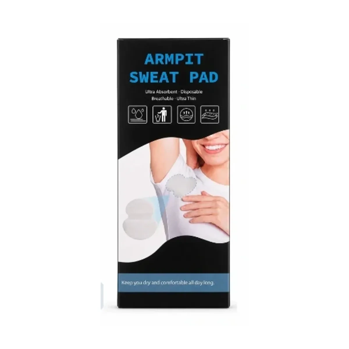 CANAGROW black-and-blue retail package showing an underarm pad under a white shirt.