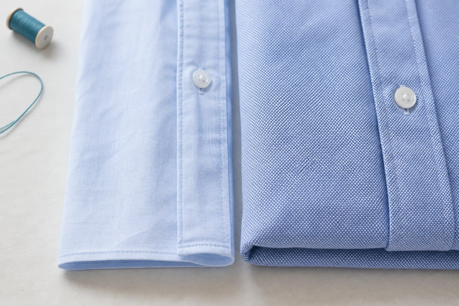 Editorial shirt-fabric and clothing-care context.